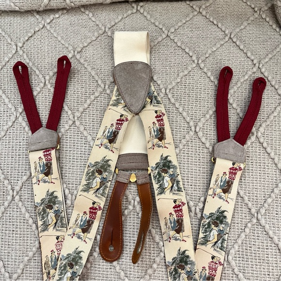 VTG Trafalgar St. Andrews Golf Limited Edition Suspenders Braces Silk Leather - Picture 3 of 11